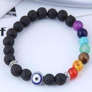 Beaded Chakra Evil Eye bracelet